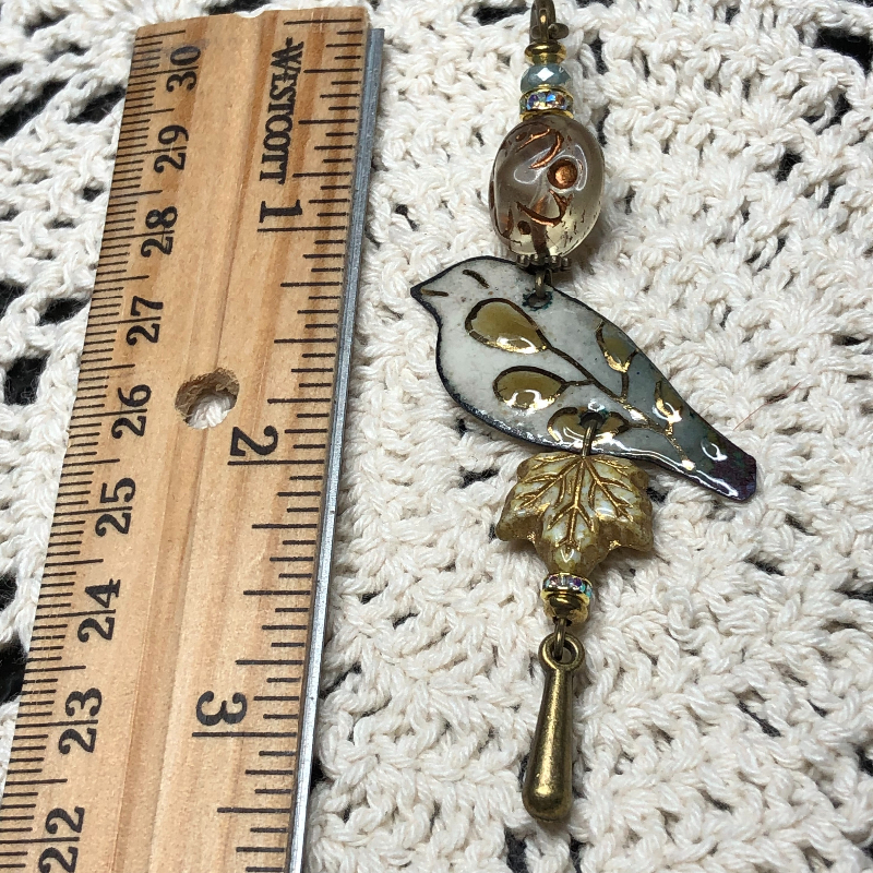 prairie bird-2 enameled necklace pendant