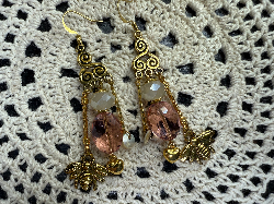 vintage estate beaded charming chandelier big bee earrings