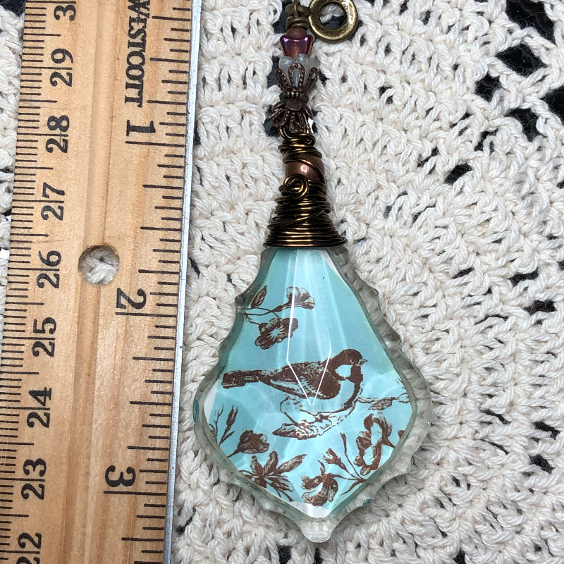 illuminated bird, vintage necklace pendant