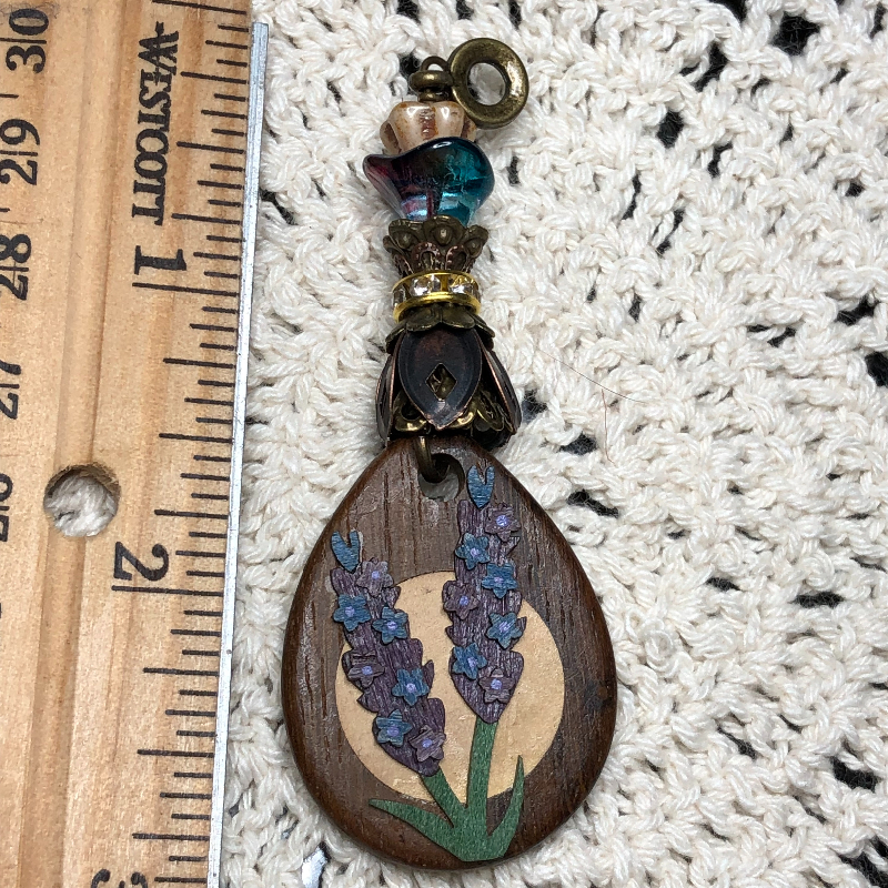 wild lupine flower wood necklace pendant
