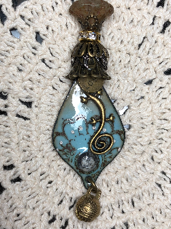 sky blue enameled flos rustic urban gecko necklace pendant