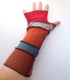 Earth and Fire Recycled Wool Arm Warmers Fingerless Gloves