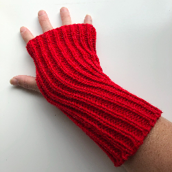 Red Acrylic Arm Warmers Fingerless Gloves
