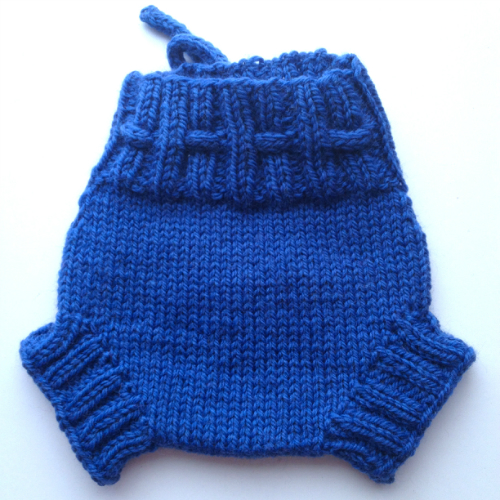 0-3 - X-Small Blue Hand Knit Wool Soaker, Diaper Cover and Photography Prop