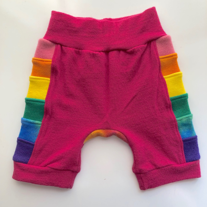 6-18+ Months - Woolly Rainbow Pink Jecaloones Shorties - Diaper cover shorts