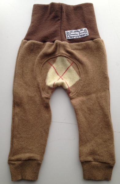 3-12 months - Recycled wool Longies - Recycled Brown with Argyle Wool Jecaloones - Mini