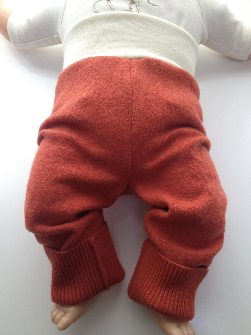 6-12 months - Medium Diaper Cover Wool Longies -Orange Recycled Merino Longies