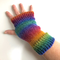 Rainbow Wool Knit Fingerless Gloves