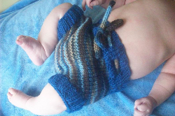 0-3+ months - Hand Knit Newborn Blue Wool Diaper Soaker or Shorties