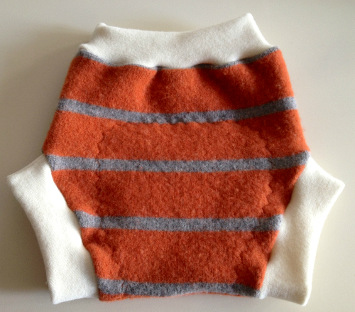 Large Orange Striped Recycled Wool Soakers
