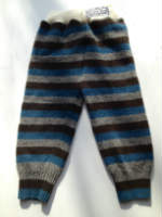 Blue, Grey and Black Striped Recycled Longies with Interlock