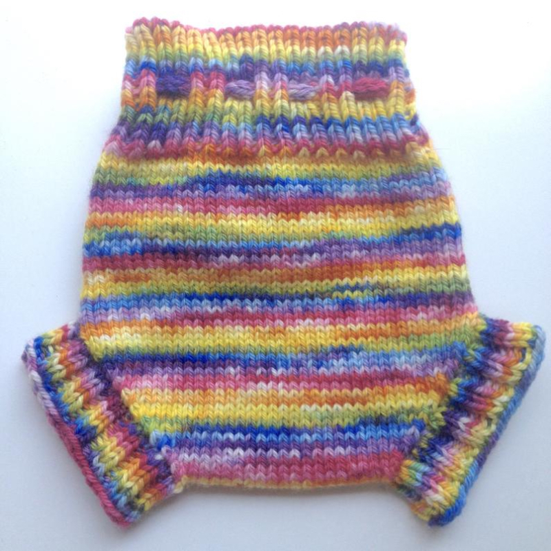 6-12+ months - Wool Diaper Cover  - Hand dyed Rainbow Medium Baby Handknit Wool Soaker - medium