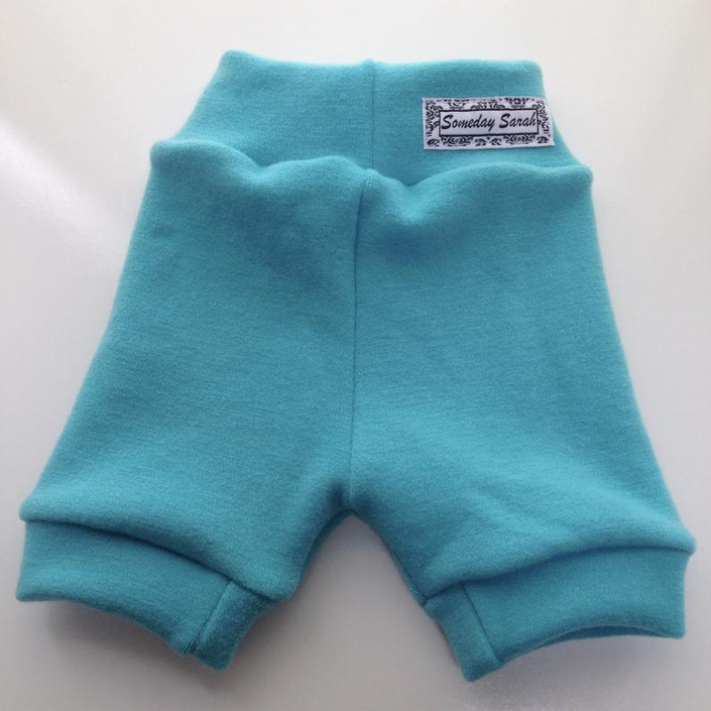 6- 18+ months - Diaper Cover Wool Shorties - Teal / Turquoise Wool Interlock Shorts - medium
