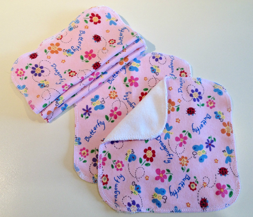 Butterfly Cotton Knit and Bamboo Velour Cloth Wipes