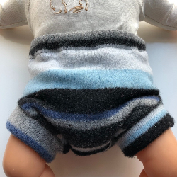 0-6 Months - Small Blue Striped Recycled Lambswool Soakers