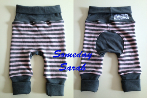 Pink and Grey Stripes Wool Interlock Jecaloones - Mini - 6-12 months