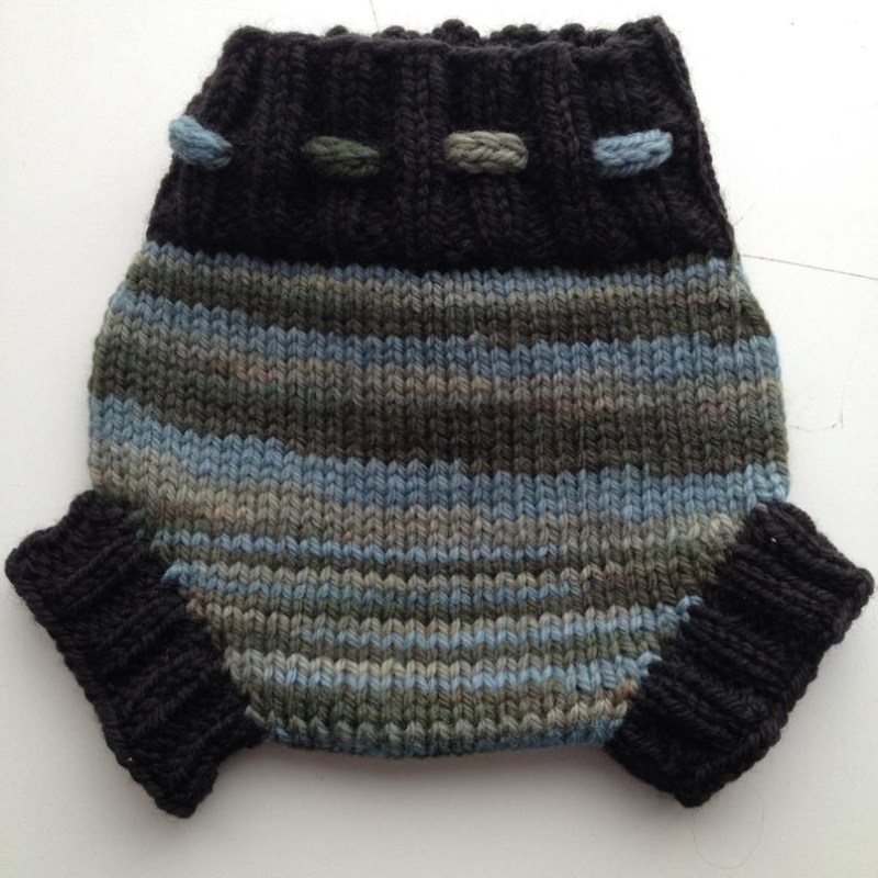 0-3 months - Diaper Cover  Wool - Newborn/Small Baby Handknit Wool Soaker  with Knit Drawstring