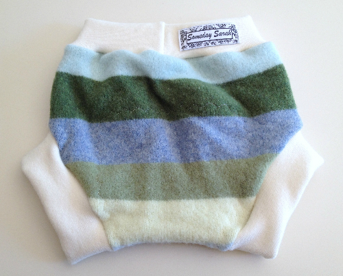 Large Striped Recycled Wool Soaker with Wool Interlock 