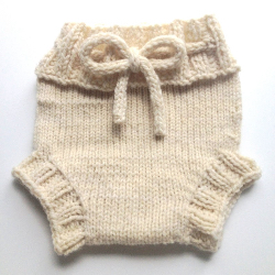 3-9 months - Diaper Cover Wool - Cream Coloured Small-medium Baby Handknit Wool Soaker