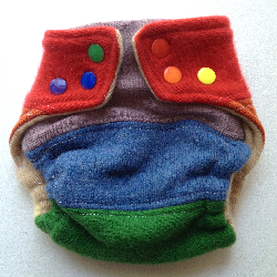 Rainbow Pieced Wool Snap Diaper Cover - Newborn