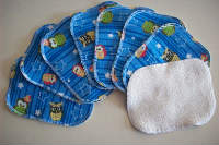 Sale --- Blue Owls Flannel and Cotton Sherpa Cloth Wipes