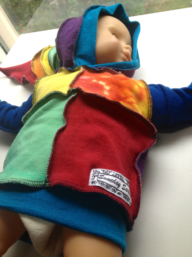 Small Rainbow Hand dyed Wool Interlock Hoodie