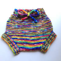9-24+ Months - Rainbow Hand Knit Wool Soaker - Large