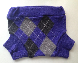 3-9 months - Recycled Merino Wool Purple Argyle Soaker Diaper Cover or Shorties