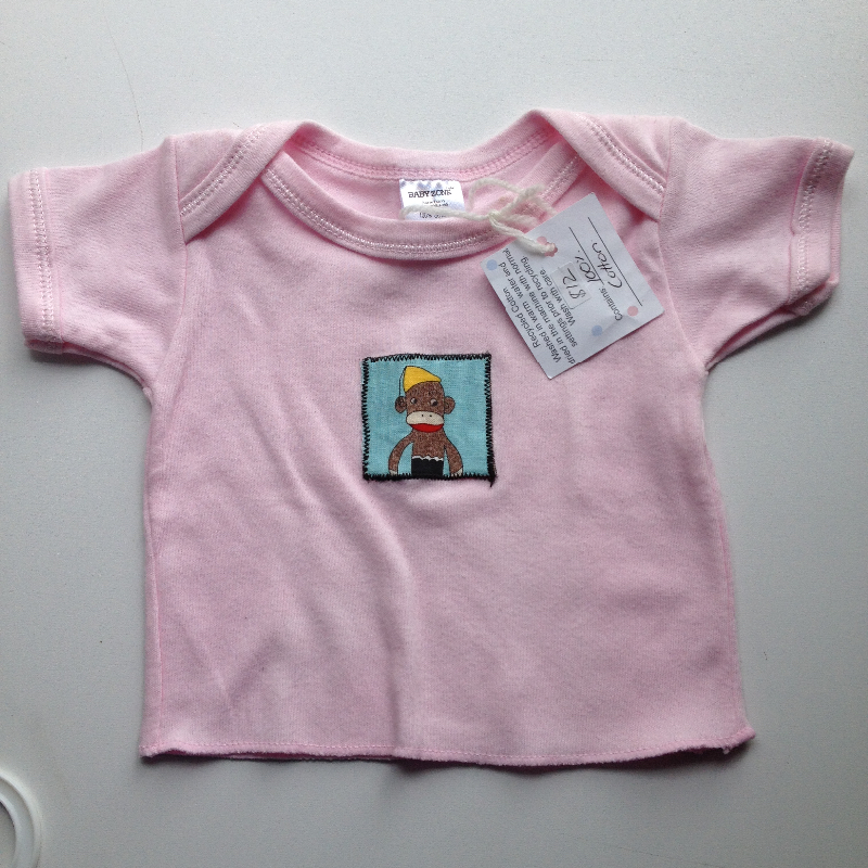 Newborn Pink Monkey Shirt - XS