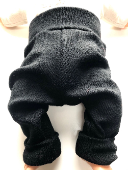 6-12+ months - Black Double Knit Wool Longies - Medium