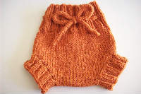  Small Orange Hand Knit Wool Soaker, Diaper Cover and Photography Prop