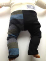 Sale - NB-SMall Recycled Merino Black and Stripes Harem Pants Longies