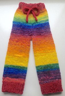 Hand Knit Hand Dyed Rainbow Longies, Diaper Cover