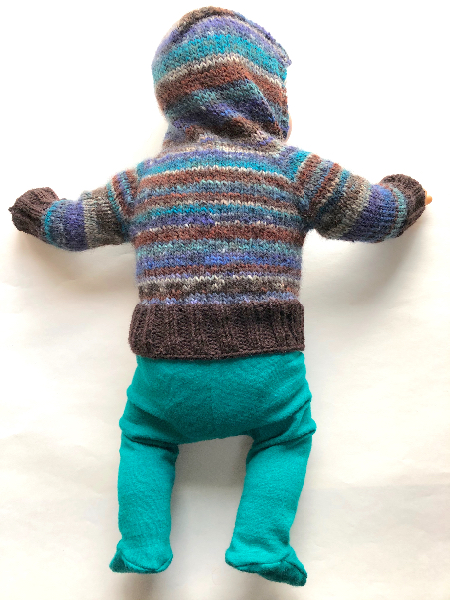 0-3+ Months - Hand knit wool Hoodie Sweater