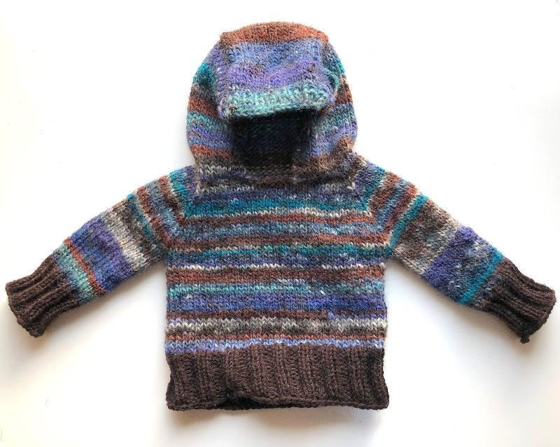 0-3+ Months - Hand knit wool Hoodie Sweater