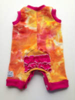 Orange and Pink Woolly Ruffle Bum Rompaloones Shorts - Size 3 months