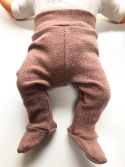 0-3+ Months - Brown Wool Interlock Footies Longies - XS / Newborn