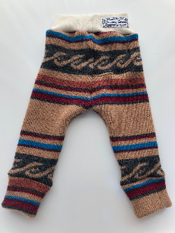 6-18 months - Brown,Red and Black Patterned Recycled Wool Longies - Medium