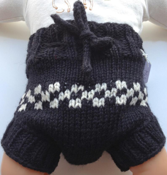 3-9 months - Diaper Cover Wool - Black Checkered Small-medium Baby Handknit Wool Soaker