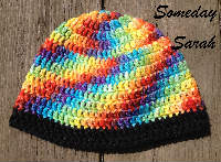 Rainbow and Black Child's Crocheted Wool Hat