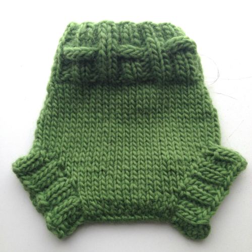 Small Green Hand Knit Wool Soaker, Diaper Cover and Photography Prop