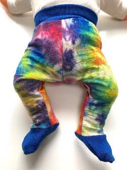 0-3 months+ Rainbow LWI dyed Wool Jersey Longies Footies - Newborn / XS