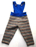  Sale - Large Recycled Orange and Blue Striped Longies Overalls with Interlock