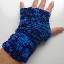 Blue Hand knit Wool Arm Warmers Fingerless Gloves