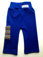 Blue Wool Interlock Longies with a Pocket