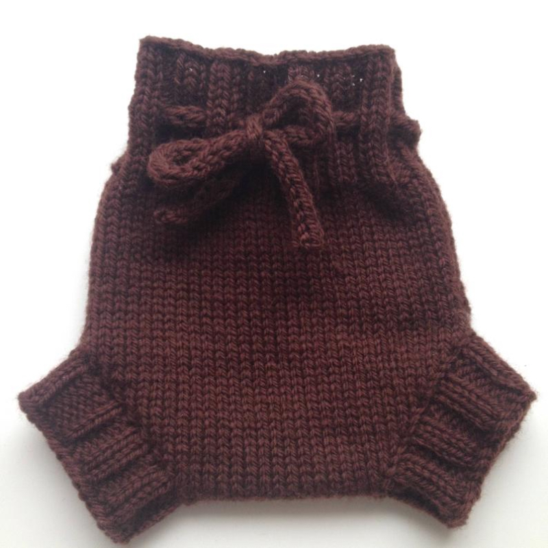 0-3 months - Diaper Cover and Hat Set - Dark Chocolate Brown Small-Newborn Baby Handknit Wool Soaker