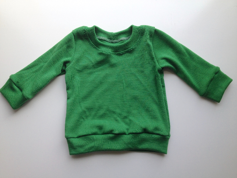 6 months - Clover Green Wool/Lycra light weight Interlock Long Sleeve top