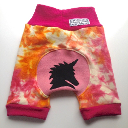 12-36 Months - Woolly Unicorn Jecaloones Shorties  -  Large Pink and Orange Diaper cover shorts