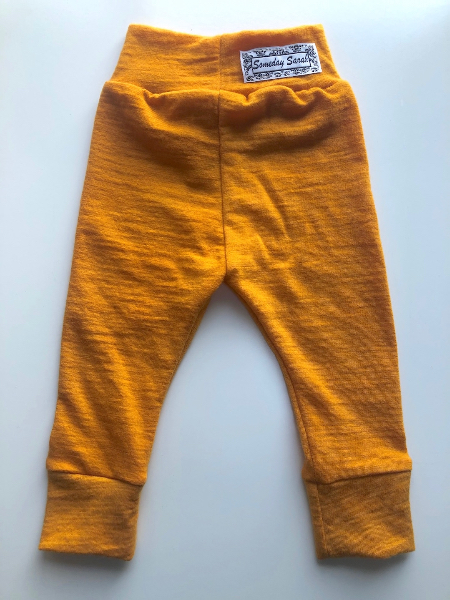 6-12+ months - Light Weight Golden Orange Wool Jersey Leggings Longies