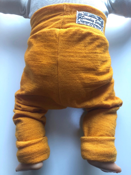 6-12+ months - Light Weight Golden Orange Wool Jersey Leggings Longies